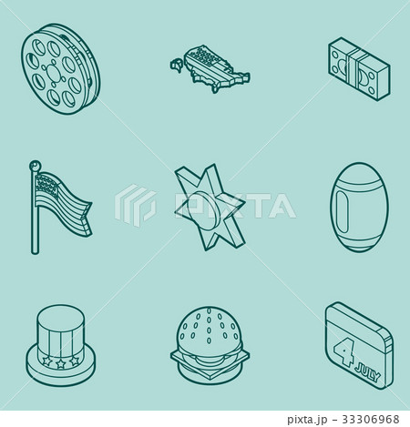 America color outline isometric icons America color outline isometric icons 33306968