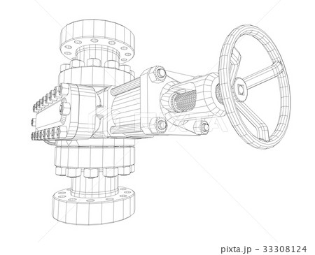 Blowout preventer. Wire frame style Blowout preventer. Wire frame style 33308124