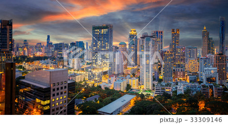 Bangkok city sunset and light in inght time Bangkok city sunset and light in inght time 33309146