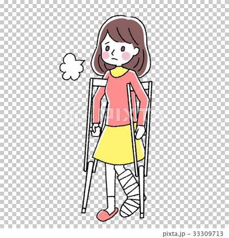 Woman with broken crutches 33309713