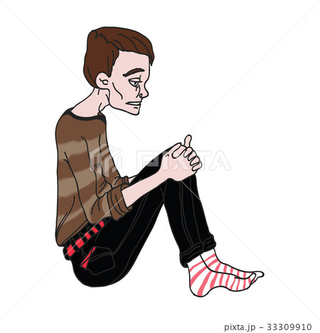 Depressed young man sitting. Vector illustration 33309910