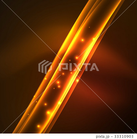 Energy lines, glowing waves in the dark, vector 33310903