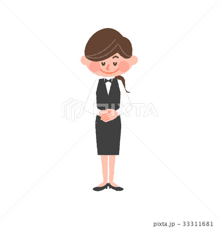 お辞儀するホテルスタッフのイラスト素材