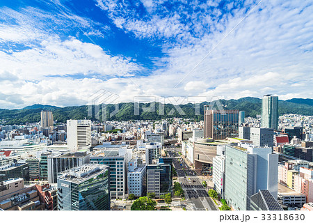 神戸 六甲山と三宮 元町周辺の町並みの写真素材