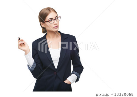 Business woman with pen Business woman with pen 33320069