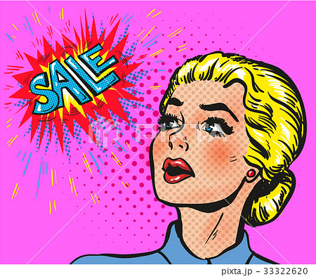 Wow pop art comic female face blond with sale Wow pop art comic female face blond with sale 33322620