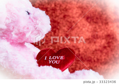 teddy Bear with Heart on red background, 33323436