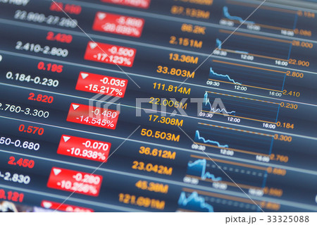 Digital stock market listing on a tablet screen 33325088