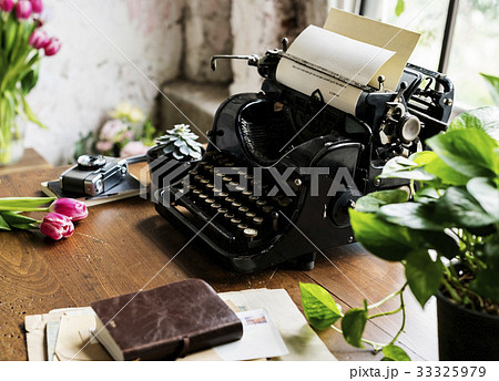 Retro Typewriter Machine Old Style by Tulips Flower Retro Typewriter Machine Old Style by Tulips Flower 33325979