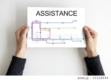 Hands Hold Paper Show Map Route Graphic 33328444