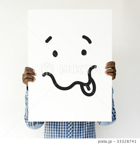 Illustration of drunk unconscious face on banner 33328741