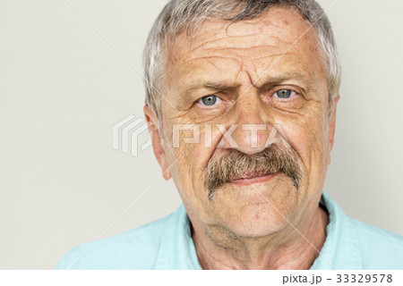 Senior Adult Man Serene Face Expression Studio Portrait 33329578