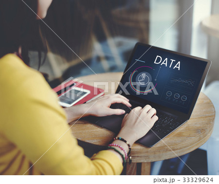 Graphic of business graph data analysis on laptop 33329624