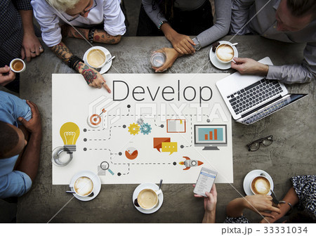 Team meeting and discussion with ideas and creative icon graphic design 33331034