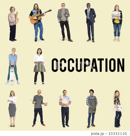 Various of occupation job people full body set standing with smiling on background 33332110