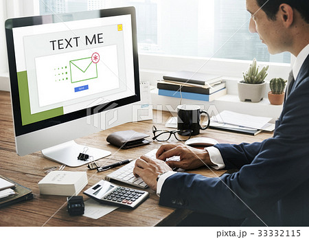 People using device for working with communication email icon People using device for working with communication email icon 33332115