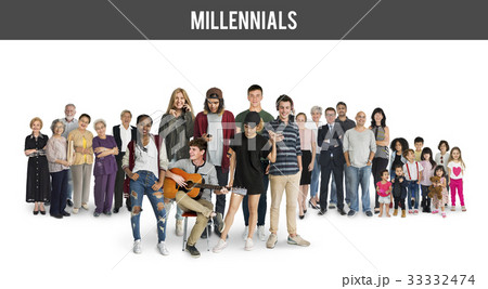 Diversity of People Generations Set Together Studio Isolated 33332474