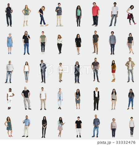 Diversity People Together Mixed Set Studio Isolated 33332476