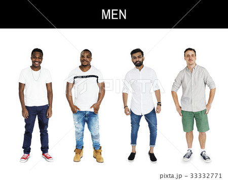 Diversity Adult Men Set Gesture Standing Together Studio Isolated Diversity Adult Men Set Gesture Standing Together Studio Isolated 33332771