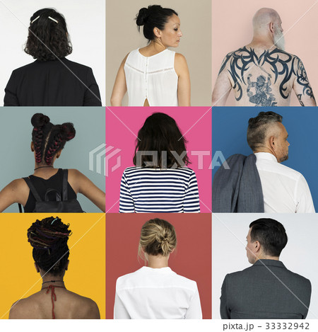 Collages diverse people backview concept 33332942
