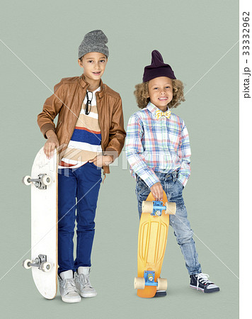 Young Boys Skateboarder Hipster Smile 33332962
