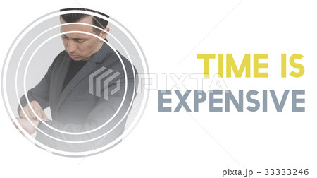 Time Valuable Word Graphic on Waiting Businessman Background 33333246