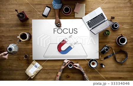 Workers working on network graphic overlay billboard on table 33334046