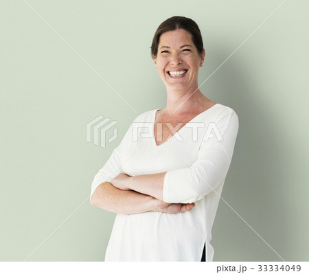 Adult Woman Face Smile Expression Studio Portrait 33334049