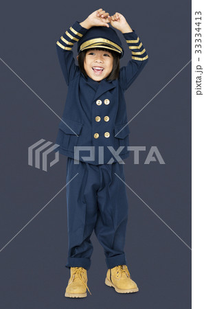 Little boy with pilot dream job smiling Little boy with pilot dream job smiling 33334413