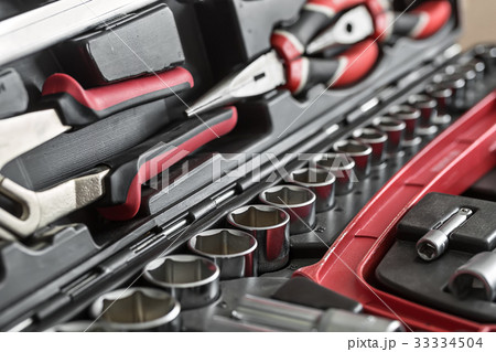Toolbox with black-red instruments 33334504