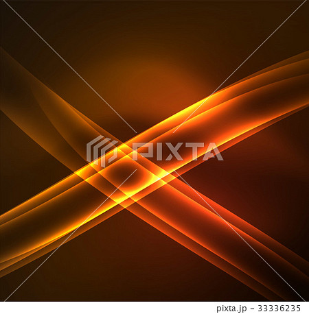 Energy lines, glowing waves in the dark, vector 33336235