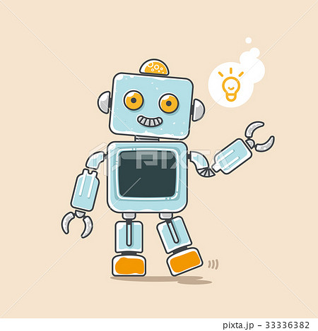 かわいいロボットとヒントのマーク アイディア発想のコンセプト のイラスト素材 33336382 Pixta