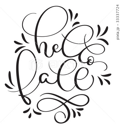 Hello fall text on white background. Hand drawn 33337724