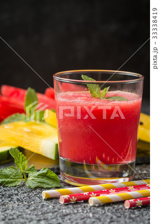Glass of fresh watermelon juice 33338419