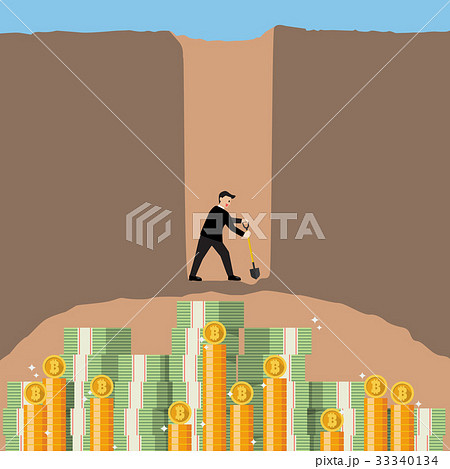 Businessman digging for a bitcoin 33340134