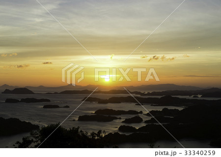 夏の石岳展望台からの夕景9 33340259
