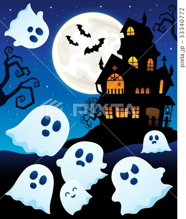 Ghosts near haunted house theme 6 Ghosts near haunted house theme 6 33340772