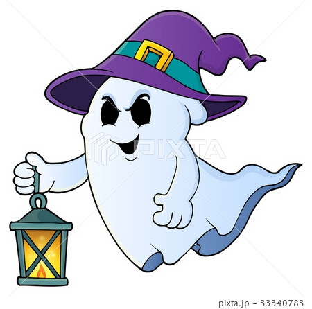 Ghost with hat and lantern theme 1 33340783