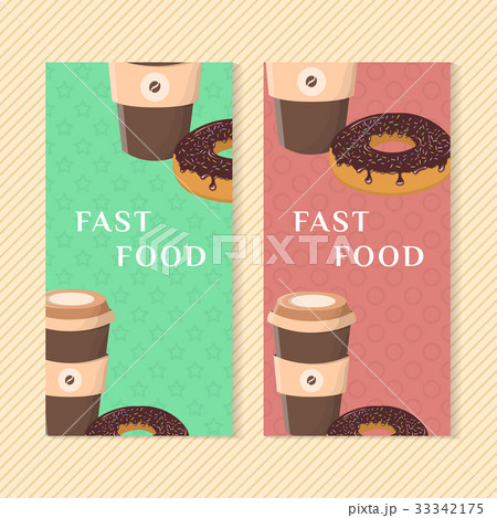 Fast food banners with donut and coffee. Graphic 33342175