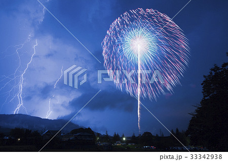 夏イメージ 花火とカミナリの写真素材