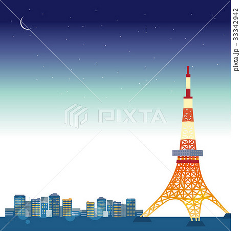 東京タワー 夜景 イラストのイラスト素材