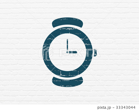 Timeline concept: Hand Watch on wall background 33343044