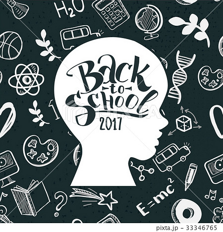 Kids face Back to school in doodle frame 33346765