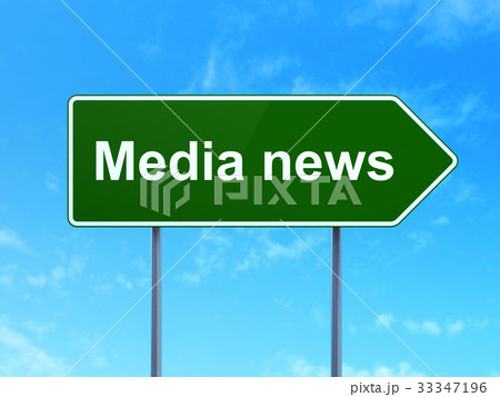 News concept: Media News on road sign background 33347196