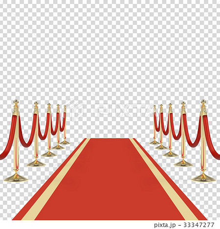 Red carpet with red ropes on golden stanchions 33347277