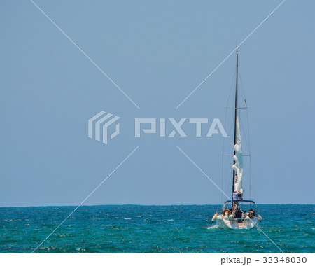 A sail boat on the Mediterranean Sea A sail boat on the Mediterranean Sea 33348030