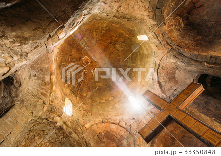 Mtskheta Georgia. Bottom View Of Big Wooden Cross Mtskheta Georgia. Bottom View Of Big Wooden Cross 33350848