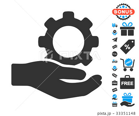 Engineering Service Gear Hand Icon with Free Bonus 33351148