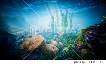 Underwater ocean waves ripple and tropical fish 33351517