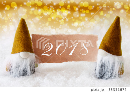Golden Noble Gnomes With Card, Text 2018 Golden Noble Gnomes With Card, Text 2018 33351675